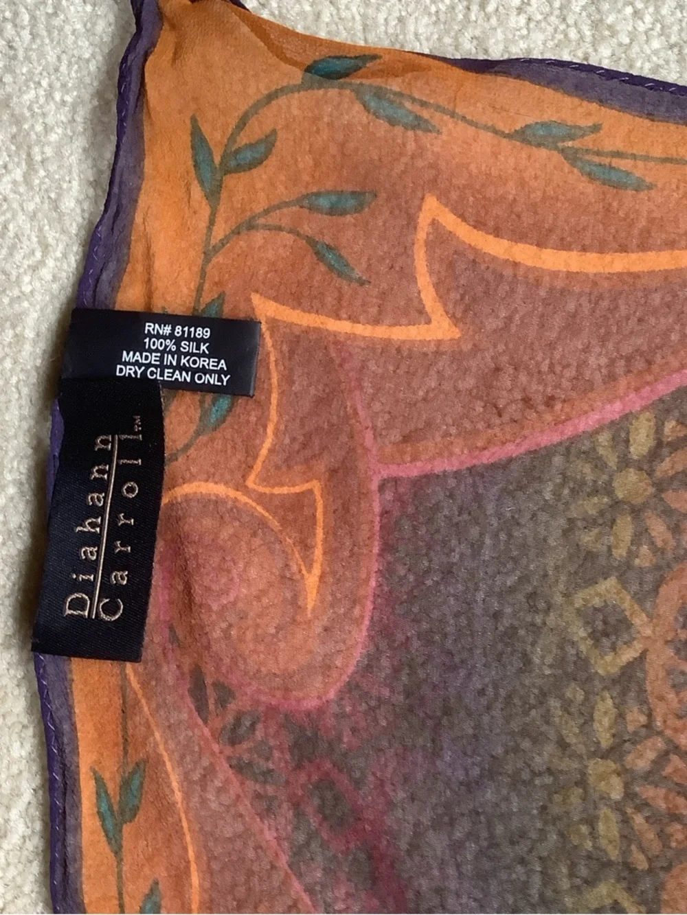 Vintage Diahann Carroll Sheer Multicolor Silk Scarf